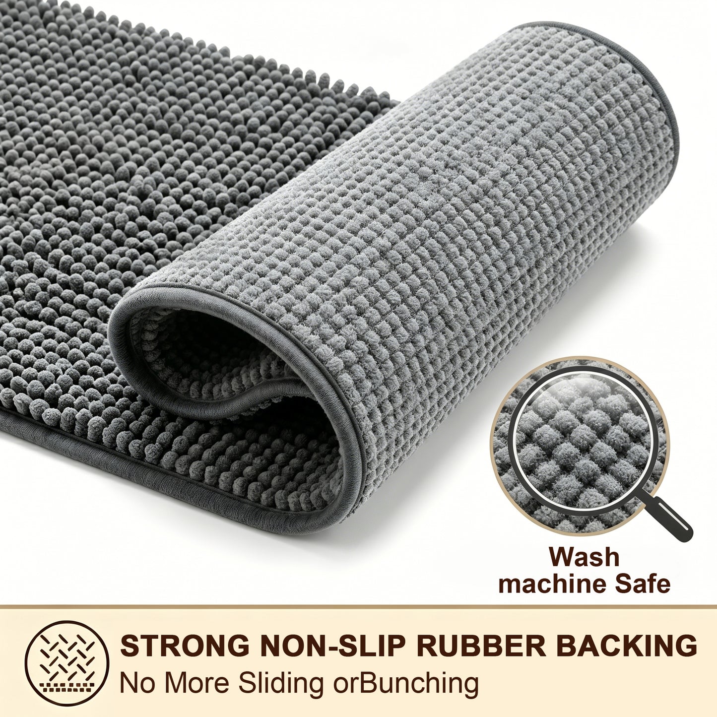 Riousery Indoor Door Mat, Super Absorbent Chenille Entryway Rug with Non-Slip Hot Melt Backing, Machine Washable Mud Mat for Entryway, Bathroom, Pet Area, Gray, 20" x 31.5"