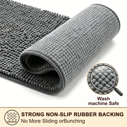 Riousery Indoor Door Mat, Super Absorbent Chenille Entryway Rug with Non-Slip Hot Melt Backing, Machine Washable Mud Mat for Entryway, Bathroom, Pet Area, Gray, 20" x 31.5"