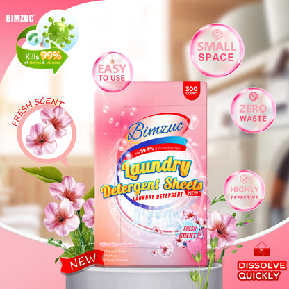 BIMZUC Laundry Detergent Sheets, 300 ct, up to 600 Small Loads, Eco Washing Supplies, Linen Scent