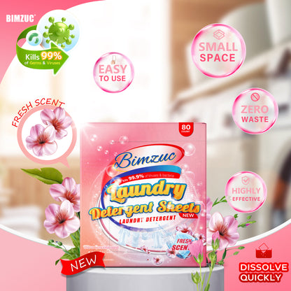 BIMZUC 80 Laundry Sheets, Laundry Detergent Sheets up to 160 Loads- Fresh Scent