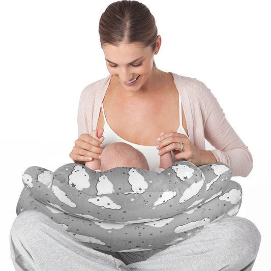 RUPOUN Nursinfg Pillow with Waist Strap for Breastfeeding, Grey