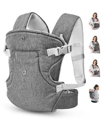 RUPOUN Baby Carrier, Convertible Soft & Cool Baby Carrier, 4-Position, Gray, for Child, Infant, Newborn