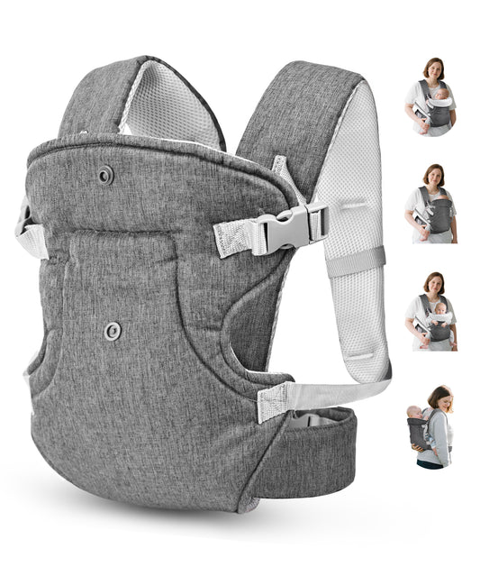 RUPOUN Baby Carrier, Convertible Soft & Cool Baby Carrier, 4-Position, Gray, for Child, Infant, Newborn