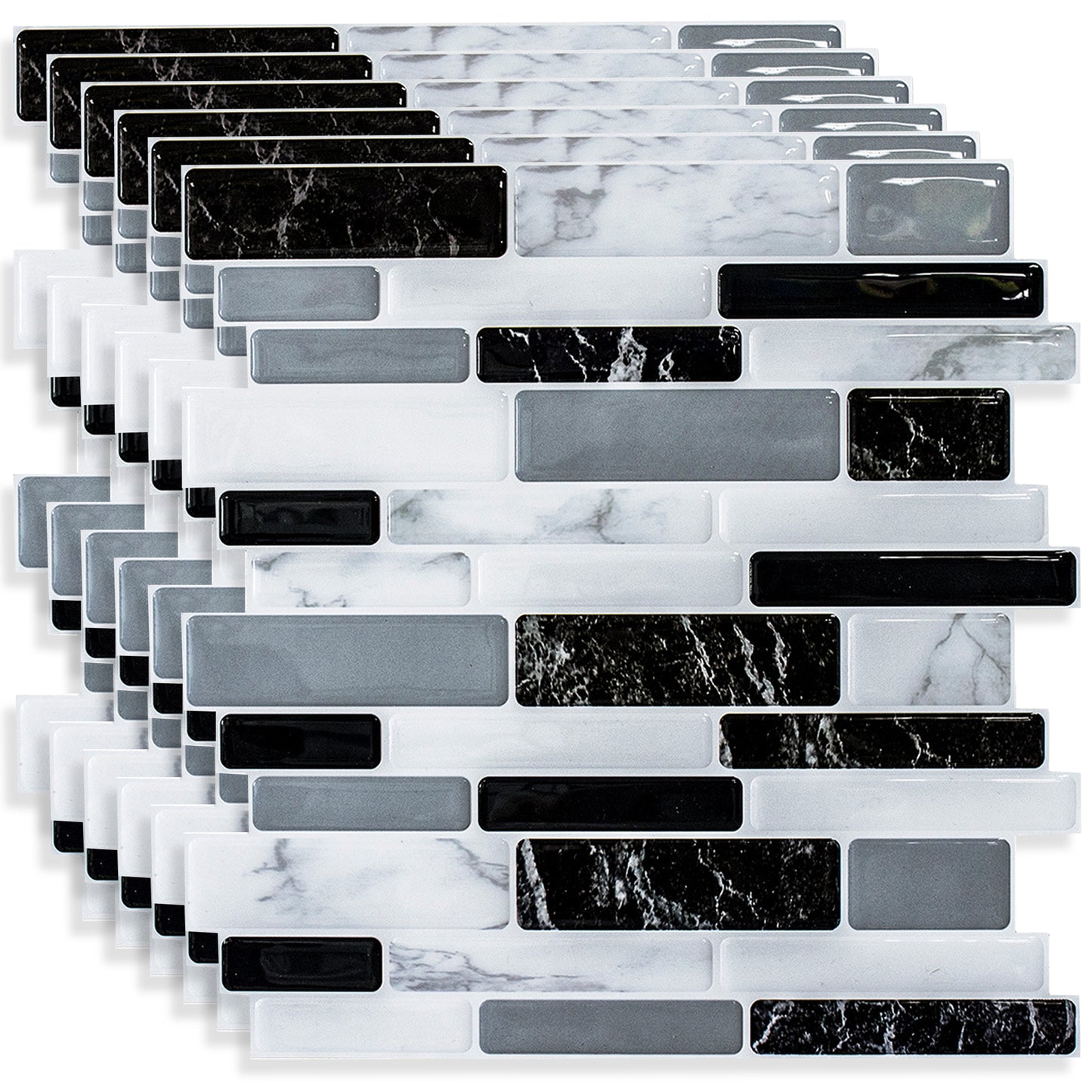 AOLIGO Peel and Stick Backsplash, Peel and Stick Backsplash for Kitchen, Self Adhesive Marble Grey Wall Tile (12" x 12" per Sheet, pack of 10pcs)