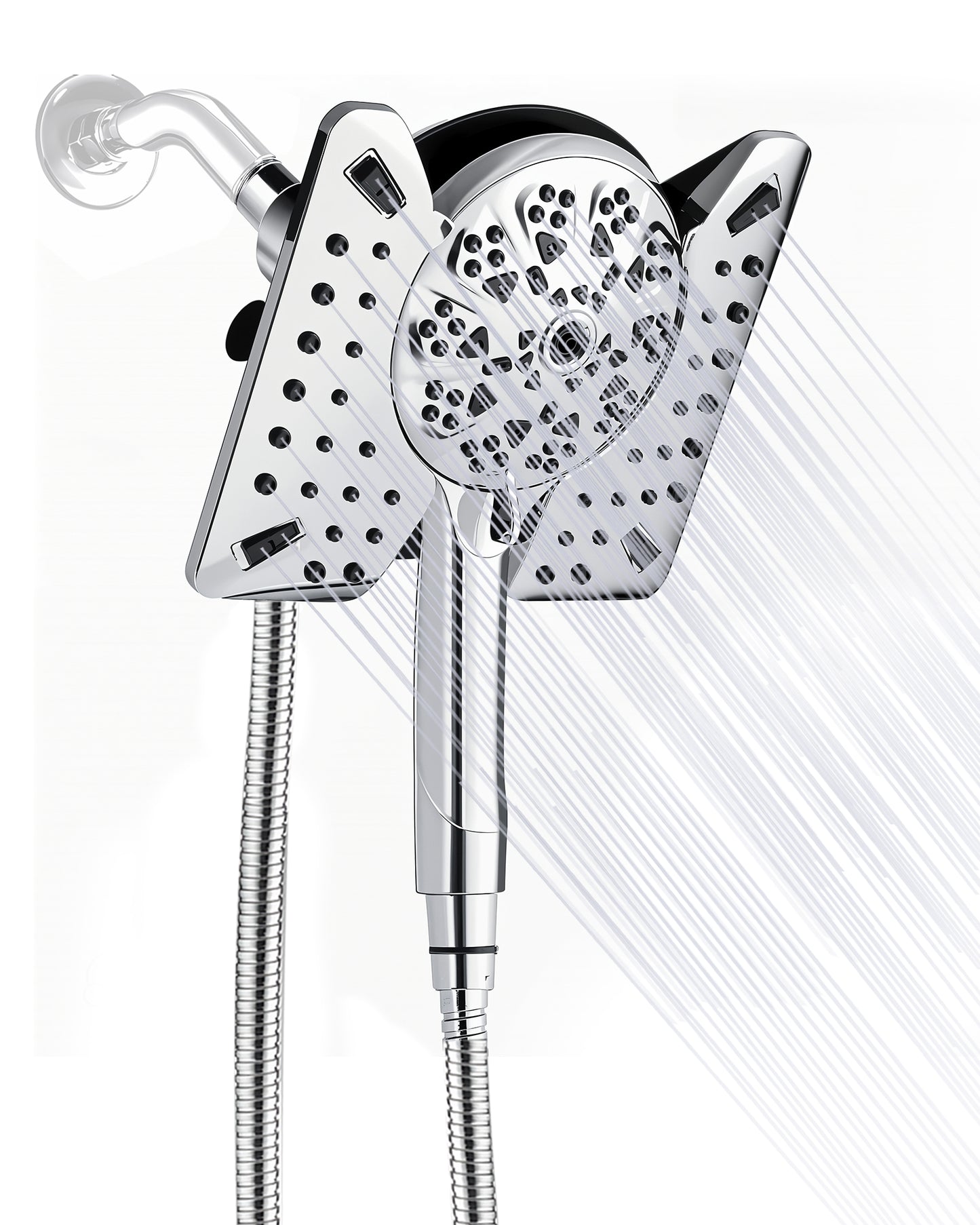 Hodvit 2 in 1 Shower Head with Handheld and Rain Shower Head, 10 Spray Patterns Handheld Shower Head with 60" Stainless Steel Hose,New