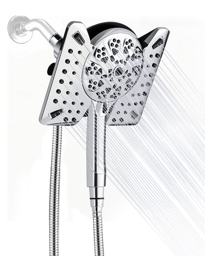 Hodvit 2 in 1 Shower Head with Handheld and Rain Shower Head, 10 Spray Patterns Handheld Shower Head with 60" Stainless Steel Hose,New