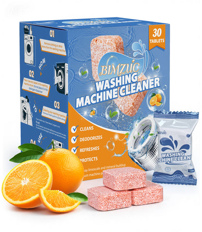 BIMZUC Washing Machine Cleaning Tablets, 30 Tablets , Deep Cleans Washing Machine Grime, Large Capacity, Orange Scent