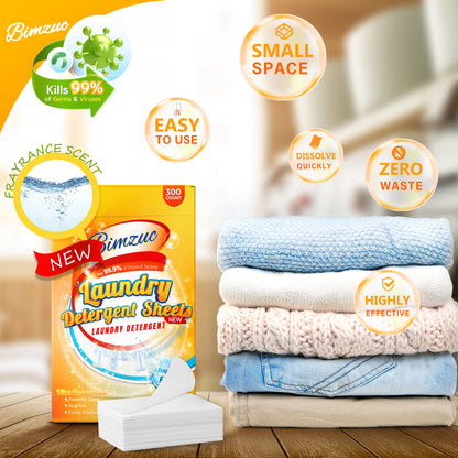 BIMZUC Power Laundry Detergent Sheets 200 ct,up to 400 Small Loads, Eco Ultra-Concentrated Unscente