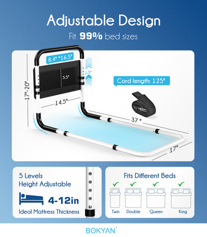 BOKYAN Bed Assist Rail for Seniors, for Elderly Adults Adjustable Safety Guard, with Storage Bag and Fixing Strap