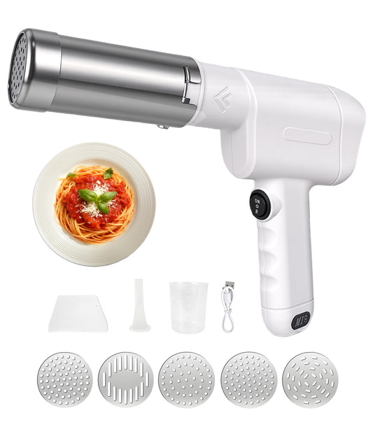 M Buder Electric Pasta Maker, Automatic Cordless Pasta Machine, Homemade Noodle Maker for Kitchen,5 Replaceable Stainless Trays, Cutting Machine
