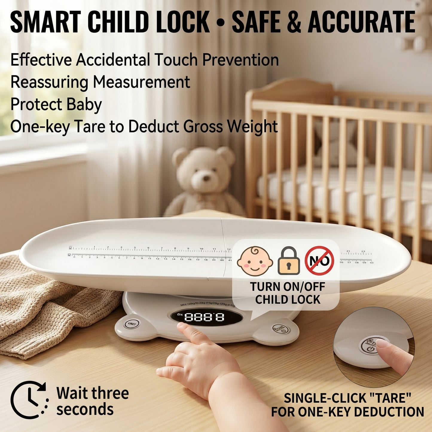 ZNQPLF Baby Scale, Infant Scale for Baby Adult and Pet, Baby Scales for Weighing Newborns, White, 265lb Max Capacity.