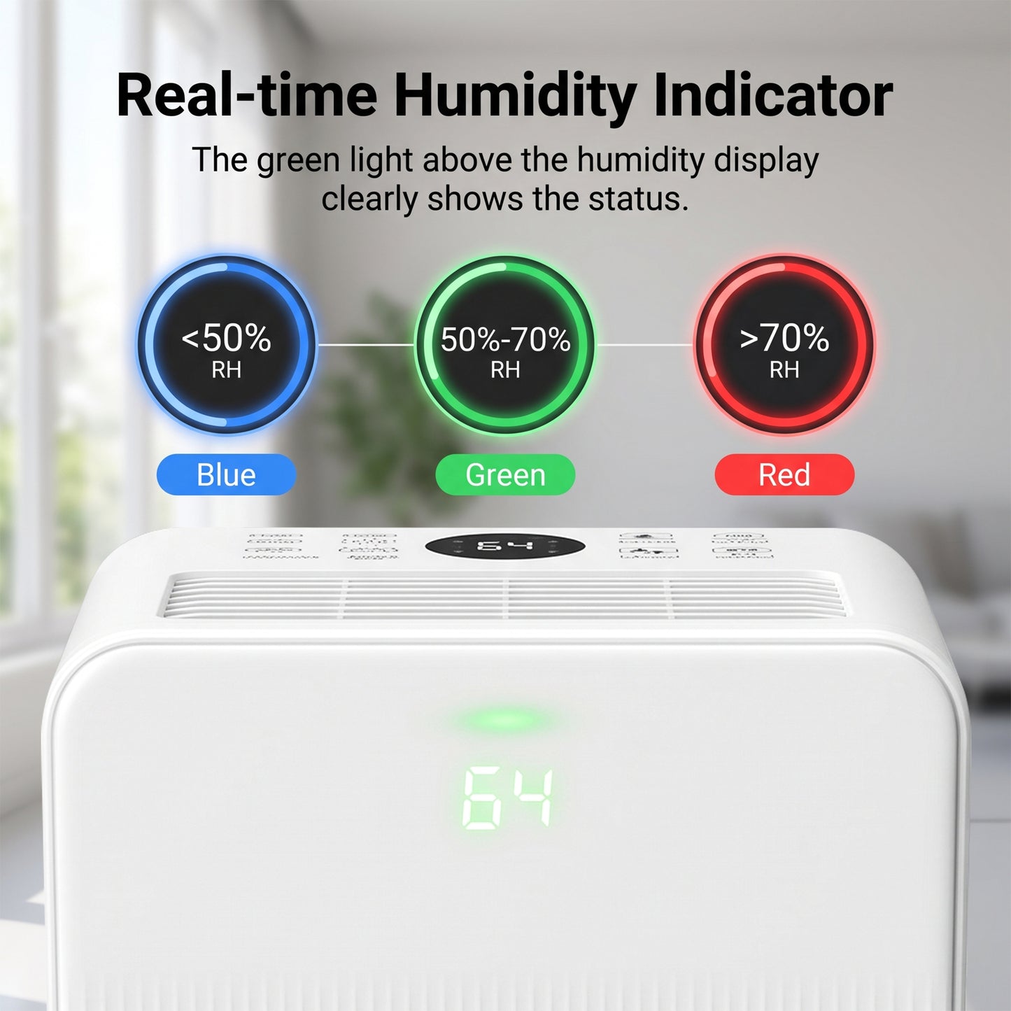 Reelexia Portable Dehumidifier for Basement Bedroom, 25 Pints Up to 1500 Sq.ft, Auto-Defrost, White
