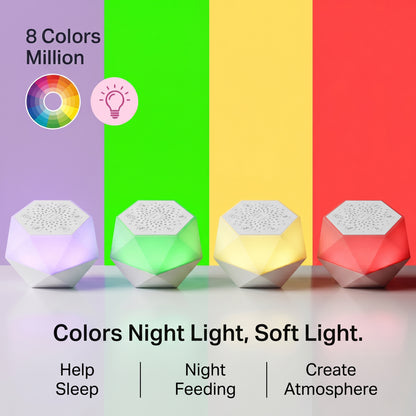 ZNQPLF Baby White Noise Machine, Bluetooth Sound Machine for Sleeping, 32 Sounds Portable Noise Machine with App Control & 8 Color Night Light，white