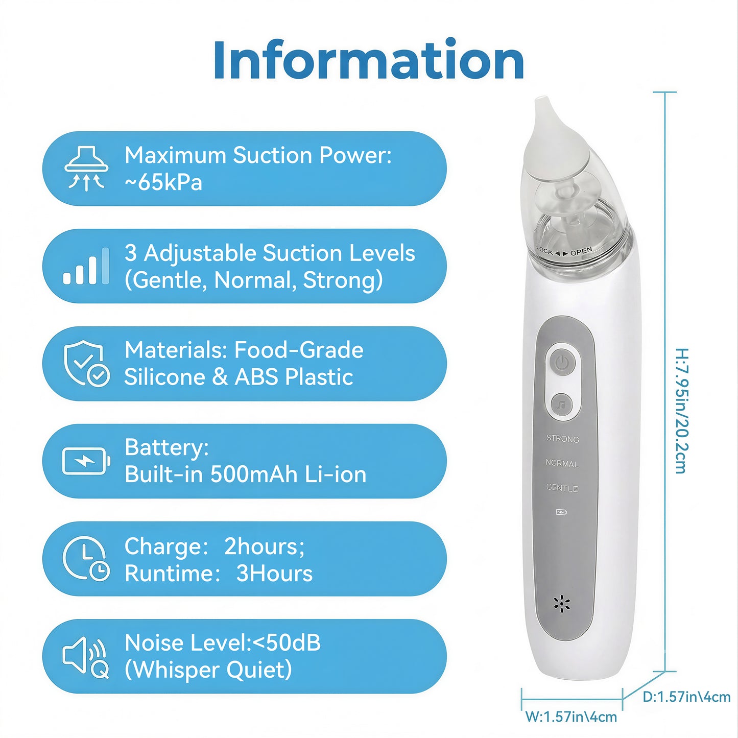 ZNQPLF Nose Sucker for Baby, Nasal Aspirator for Baby, Electric Nose Suction for Baby, Baby Nose Sucker, White