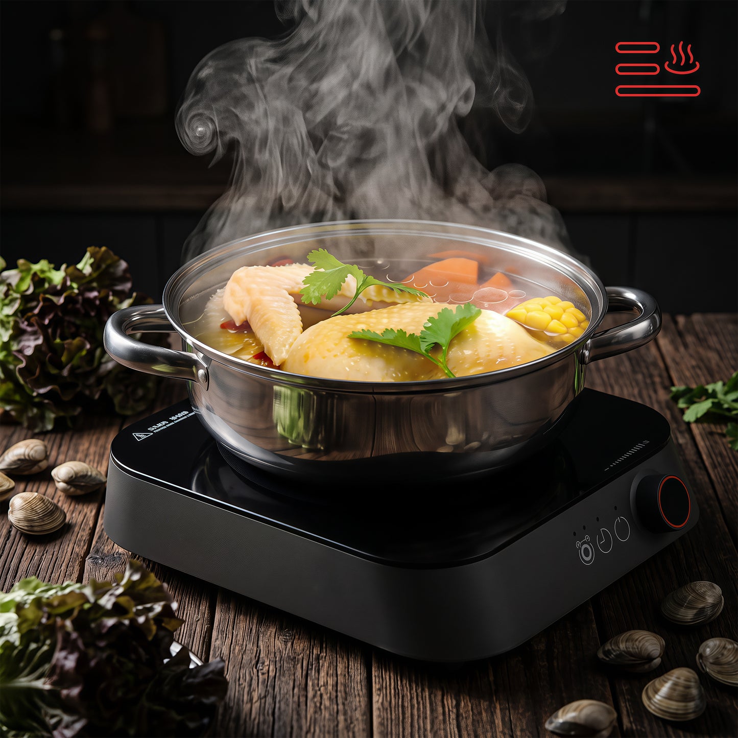 LZSDS Steamer Basket 2 Tier Stainless Steel 11 In, Stackable Steamer Insert Pot with Glass Lid for Vegetables Dumplings