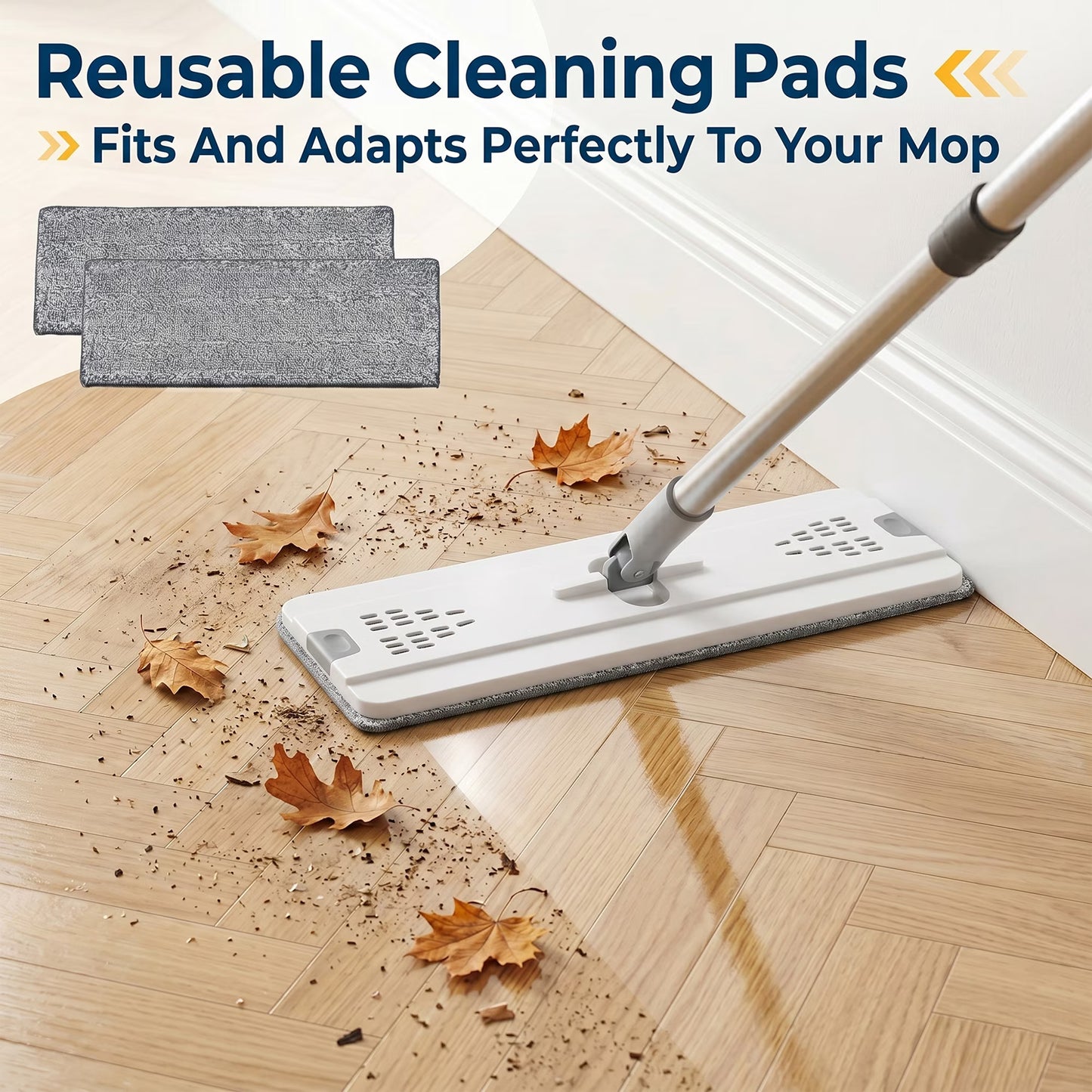FVSA Reusable Mop Pads Refills, Floor Mop and Wet Mop Pads for Wet Jet, 12.99" x 4.72" 6 Pack Washable for All Floors