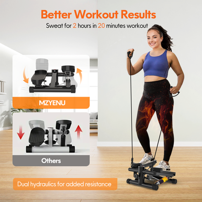 Opmukin Mini Steppers for Exercise, Mute the Sound with Resistance Bands, 331lbs Loading Capacity, Digital Monitor, Optional Twist Motion for Home Fitness - Dark Black