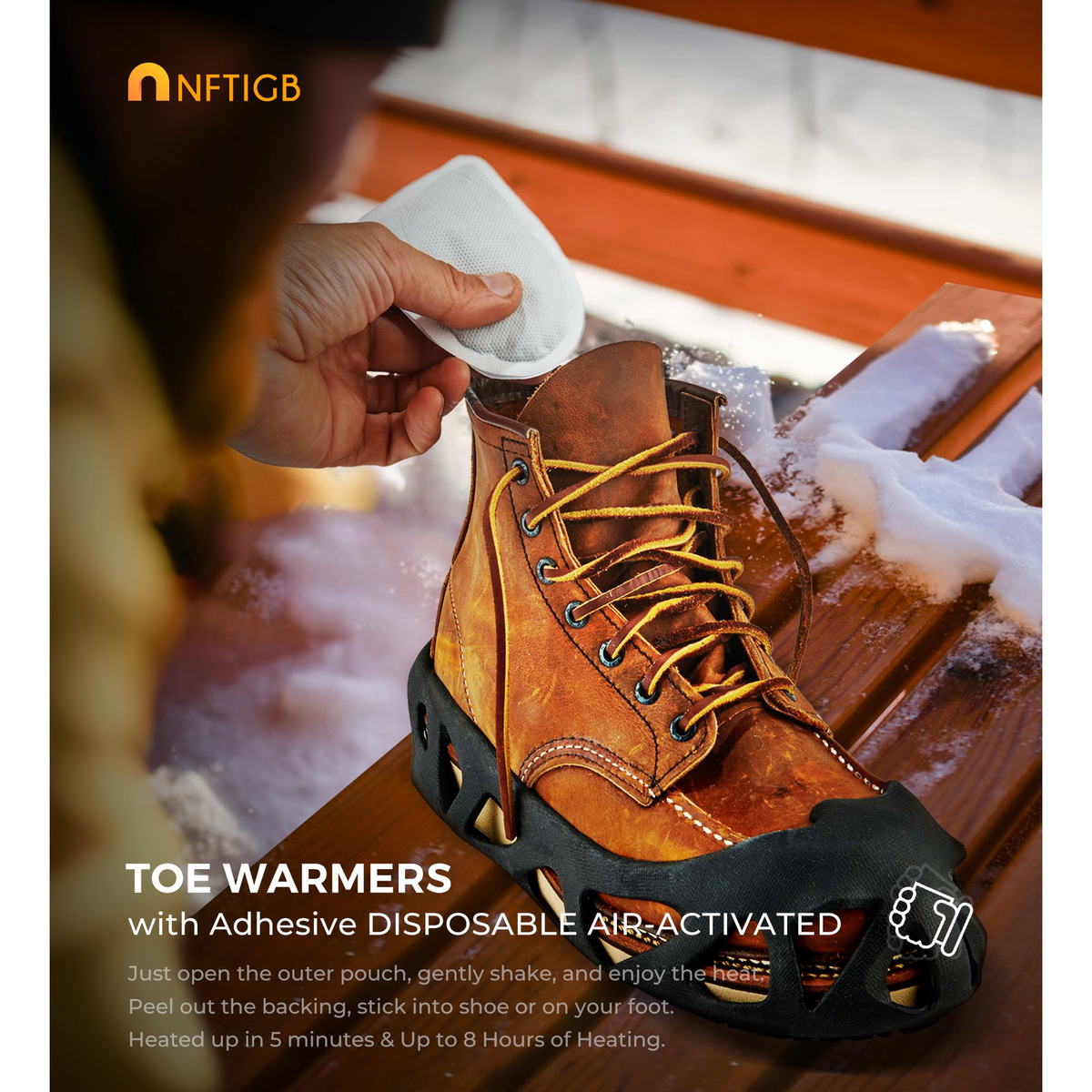 NFTIGB 55 Pack Foot Toe Warmers with Adhesive Backing, Air Activated Disposable Hand Warmer 8H Heat