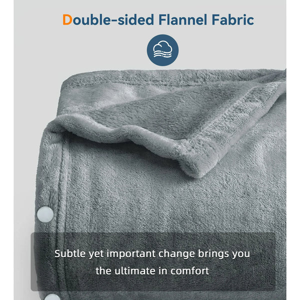 Riousery 50" x 60" Electric Heated Throw Blanket with 10 Heating Levels & 1- 8H Auto-off, Machine Washable Double Side Flannel, Gray