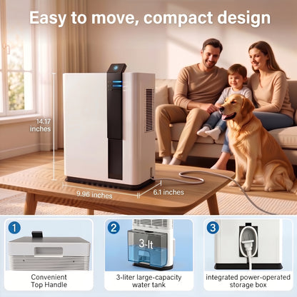 NFTIGB Dehumidifier for Home 100oz Water Tank, 1000 sq.ft Portable Dehumidifiers for Bathroom RV, with Auto Shut off 5 Colors LED Light