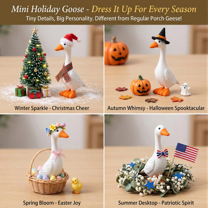 OHHANI 7-Inch Resin Porch Goose Statue, Miniature Desktop Figurine for Home & Office Decor, White