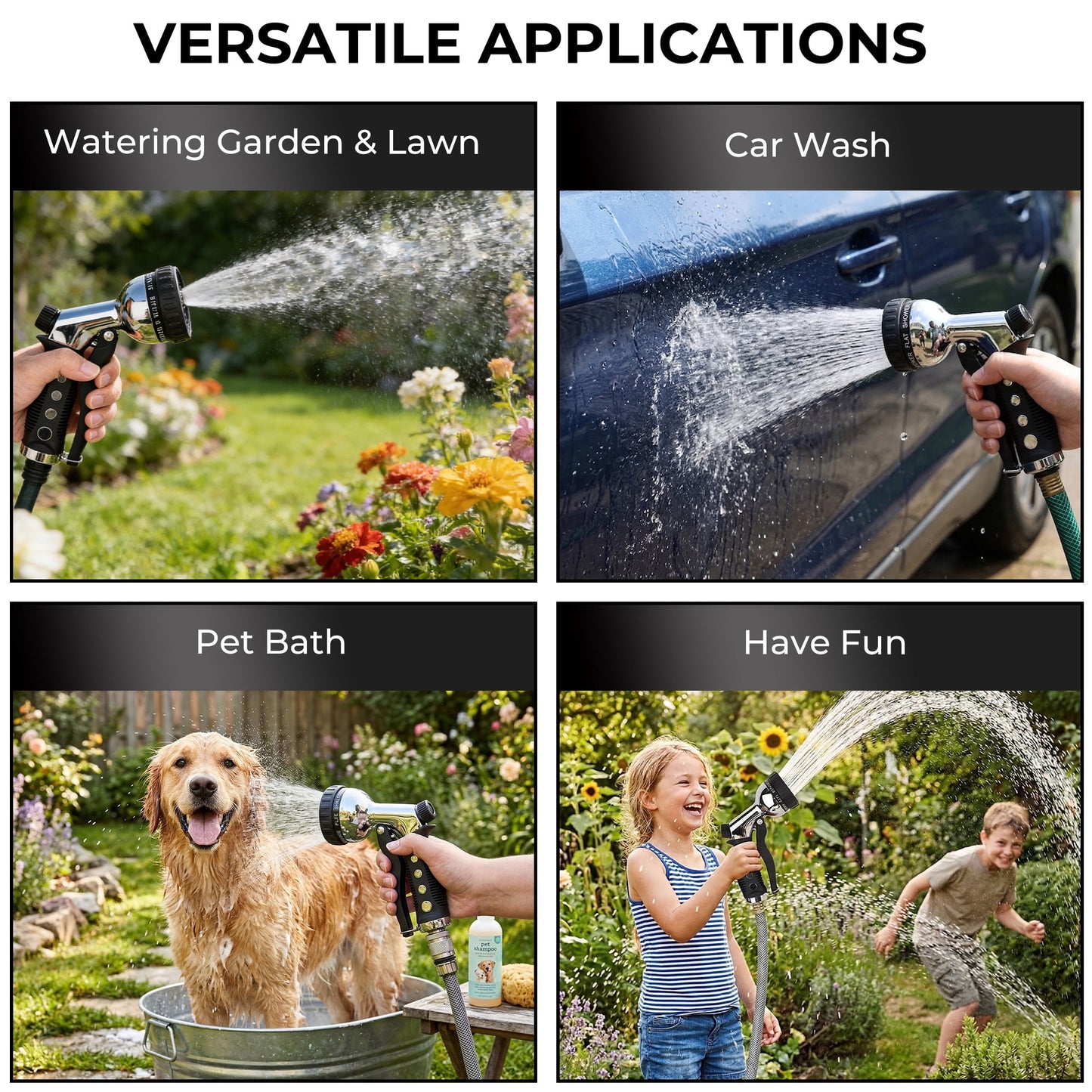 OHHANI Garden Hose Nozzles with 10 Spray Patterns Flow Control for Garden Watering, Car Washing, Window Cleaning, Pets Bathing