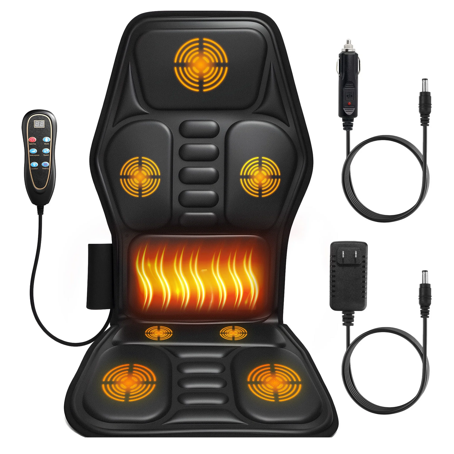 BOKYAN Back Massager, Electric Full Body Massager with Heat, Seat Cushion Massager Vibration Chair Pad for Home Car, Gifts