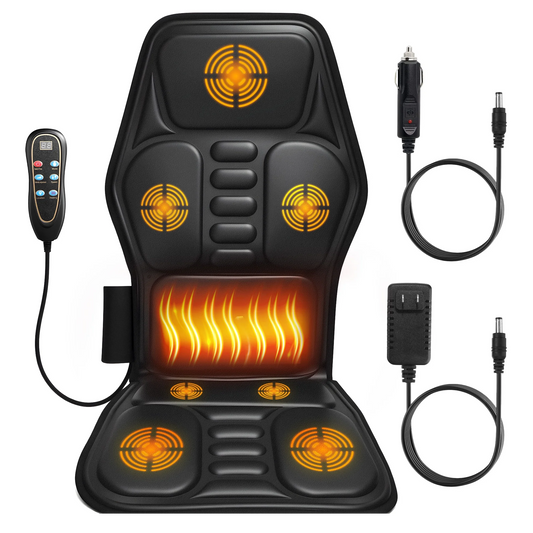 BOKYAN Back Massager, Electric Full Body Massager with Heat, Seat Cushion Massager Vibration Chair Pad for Home Car, Gifts