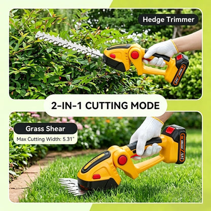 HOTREE Cordless Hedge Trimmer & Grass Shears, 90° Adjustable Head, 25,000 RPM, 2.4 lb, Up to 60 min Runtime