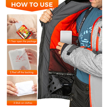 NFTIGB Body Warmer Hand Warmers with Adhesive Backing, Disposable 22Pcs, Long Last Safe Heated 12H