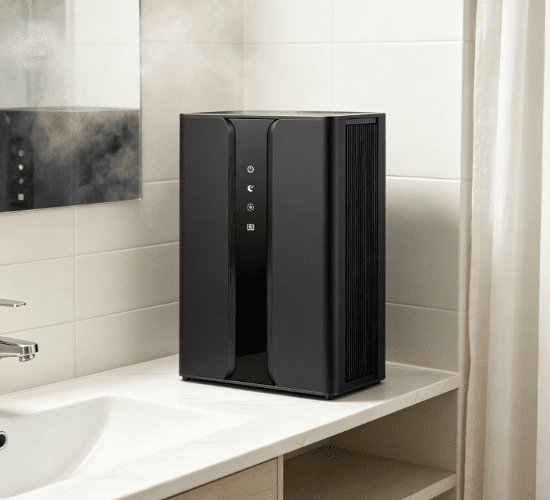 Reelexia Home Dehumidifier with 100 oz Large Water Tank, 1000 sq.ft Dehumidifiers for Bathroom, with Relaxing Ambient Light,Black