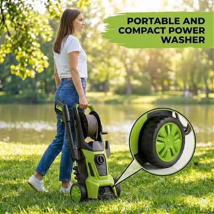 OHHANI Electric Pressure Washer, 2030 PSI Max, 2.4 GPM, 6ft Inlet Hose, 32ft Outlet Hose & Power Cord, 4 Nozzles & Foam Cannon for Car, Patio, Driveway