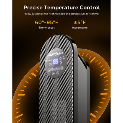 MORSUMA 25" PTC Space Heater, 1500W Ceramic Tower Heater with ECO Mode, Remote Control, 12H Timer, Oscillation, LED Display, Black