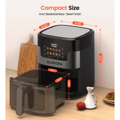 Suodoka 10 in 1 Air Fryer 6 Qt Capacity, Compact Countertop with Nonstick Basket, 400F Air Crisp