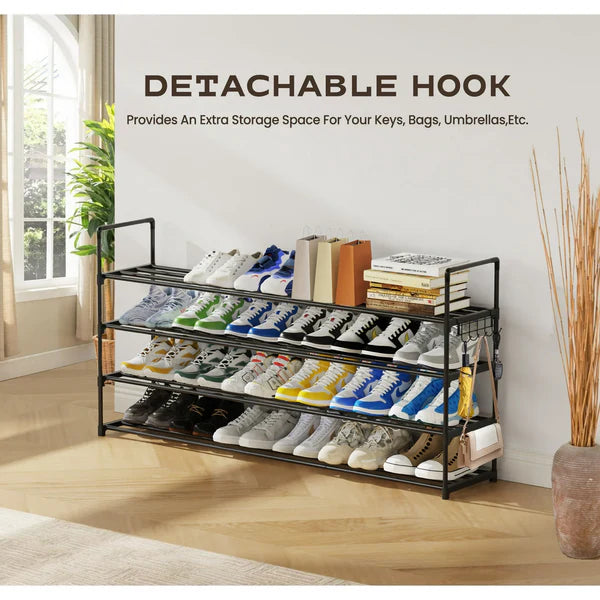 Riousery 4-Tier Stackable Shoe Rack, Expandable & Adjustable Shoe Organizer Storage Shelf