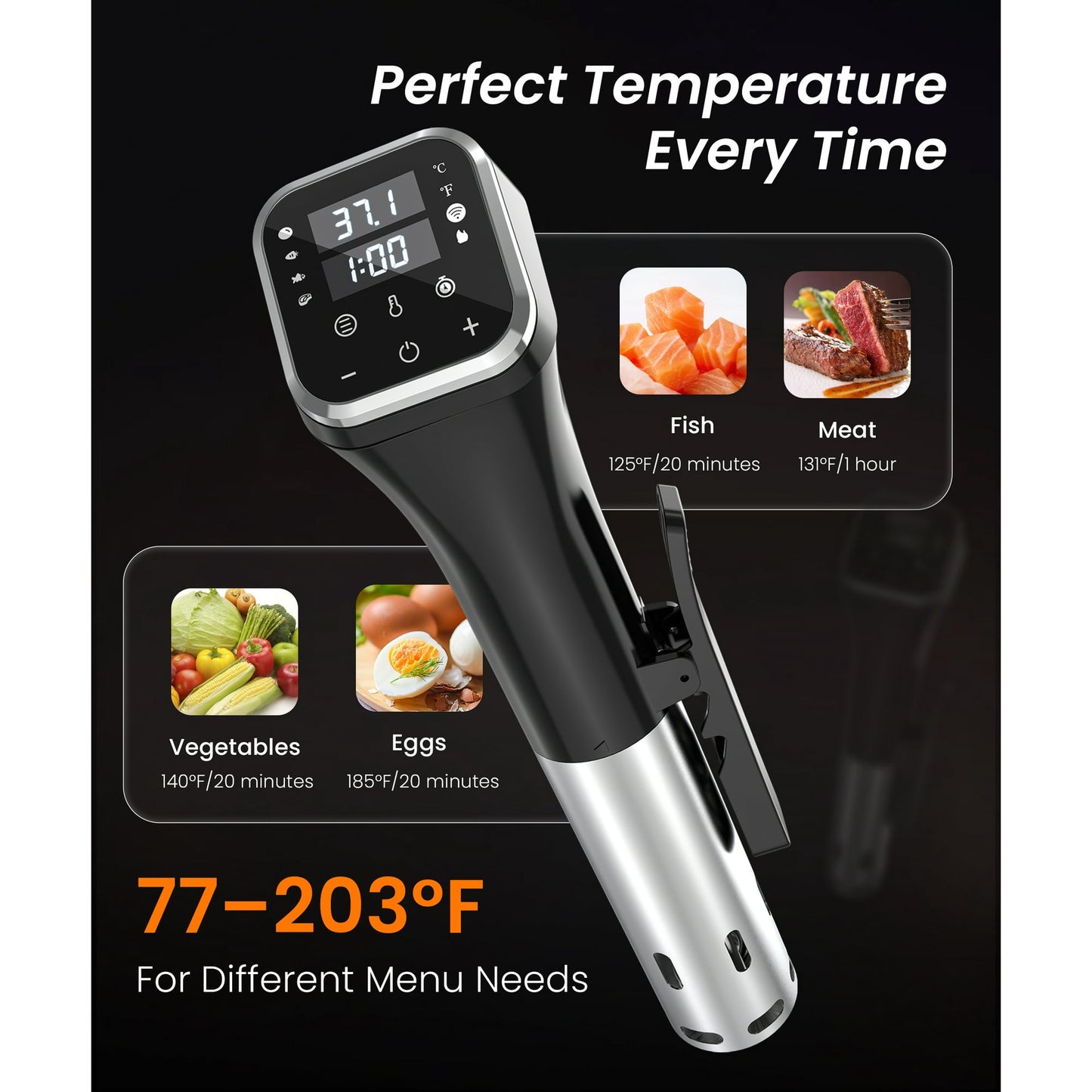 Casualife Sous Vide Precision Cooker, 1100W Immersion Circulator with Digital Touchscreen and Accurate Temperature Control