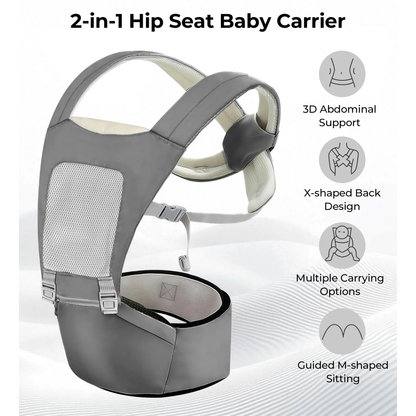 RUPOUN Baby Carrier with Hip Seat, Convertible 4-Position, Lightweight Cool Mesh, Unisex, Gray