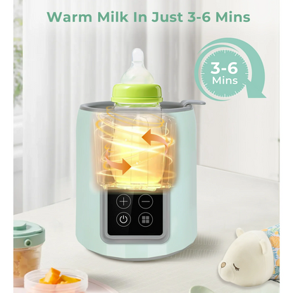 Rupoun Bottle Warmer, 4 in 1 Fast Baby Milk Portable Warmer with Timer and Temperature Control for Breastmilk or Formula, with Defrost, Sterilizer, Keep, Heat Food, Green