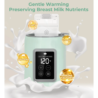 Rupoun Bottle Warmer, 4 in 1 Fast Baby Milk Portable Warmer with Timer and Temperature Control for Breastmilk or Formula, with Defrost, Sterilizer, Keep, Heat Food, Green