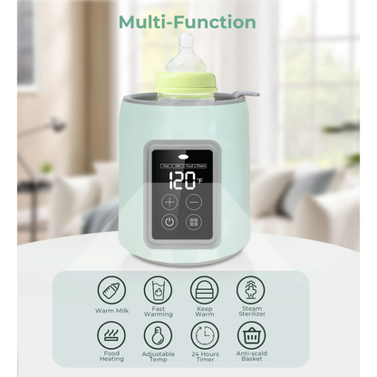 Rupoun Bottle Warmer, 4 in 1 Fast Baby Milk Portable Warmer with Timer and Temperature Control for Breastmilk or Formula, with Defrost, Sterilizer, Keep, Heat Food, Green