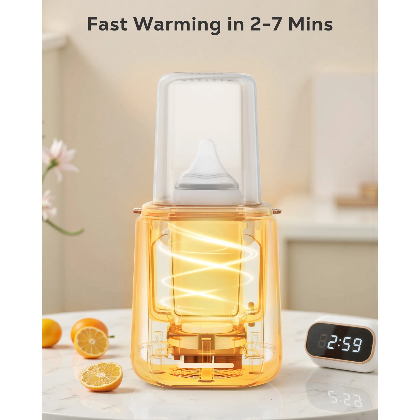 Rupoun Bottle Warmer, 8 in 1 Fast Baby Milk Portable Warmer with Timer and Temperature Control for Breastmilk or Formula, with Defrost, Sterilizer, Keep, Heat Food, White