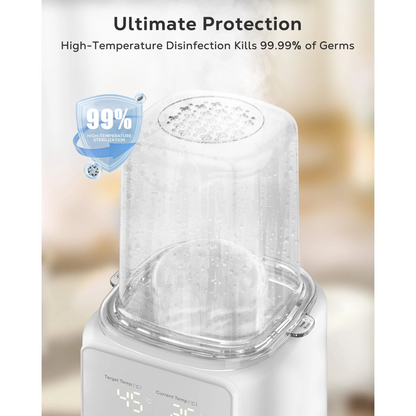Rupoun Bottle Warmer, 8 in 1 Fast Baby Milk Portable Warmer with Timer and Temperature Control for Breastmilk or Formula, with Defrost, Sterilizer, Keep, Heat Food, White