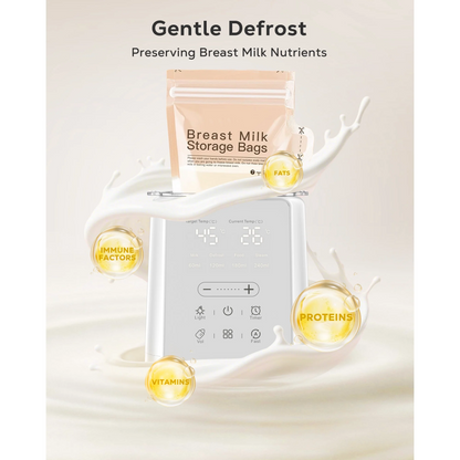 Rupoun Bottle Warmer, 8 in 1 Fast Baby Milk Portable Warmer with Timer and Temperature Control for Breastmilk or Formula, with Defrost, Sterilizer, Keep, Heat Food, White