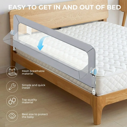 RUPOUN Baby Bed Rail for Toddlers, Swing Down Kids Bed Guard, Safe and Adjustable, Full Beds