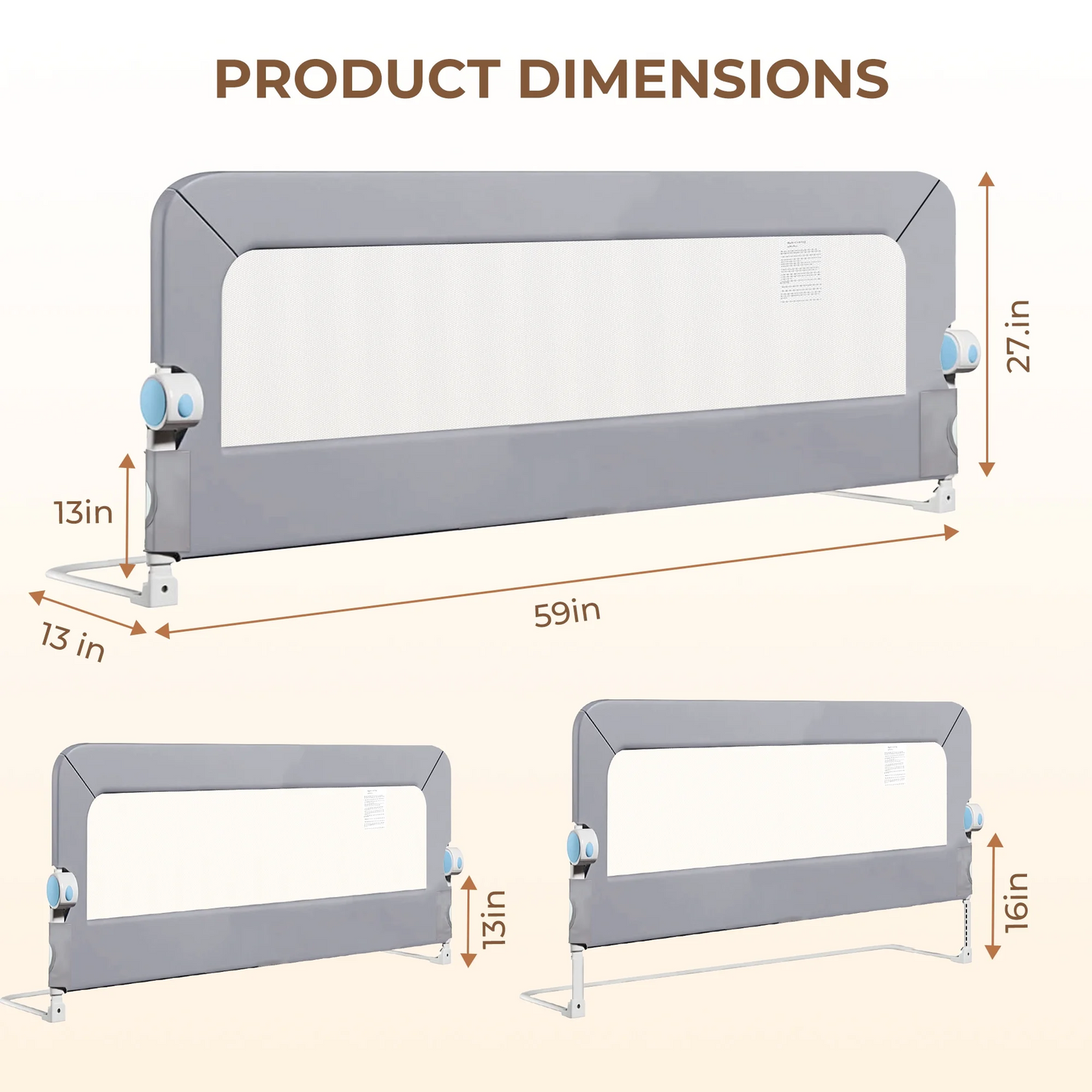 RUPOUN Baby Bed Rail for Toddlers, Swing Down Kids Bed Guard, Safe and Adjustable, Full Beds