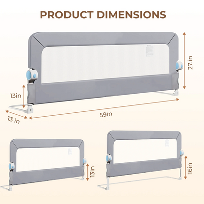 RUPOUN Baby Bed Rail for Toddlers, Swing Down Kids Bed Guard, Safe and Adjustable, Full Beds
