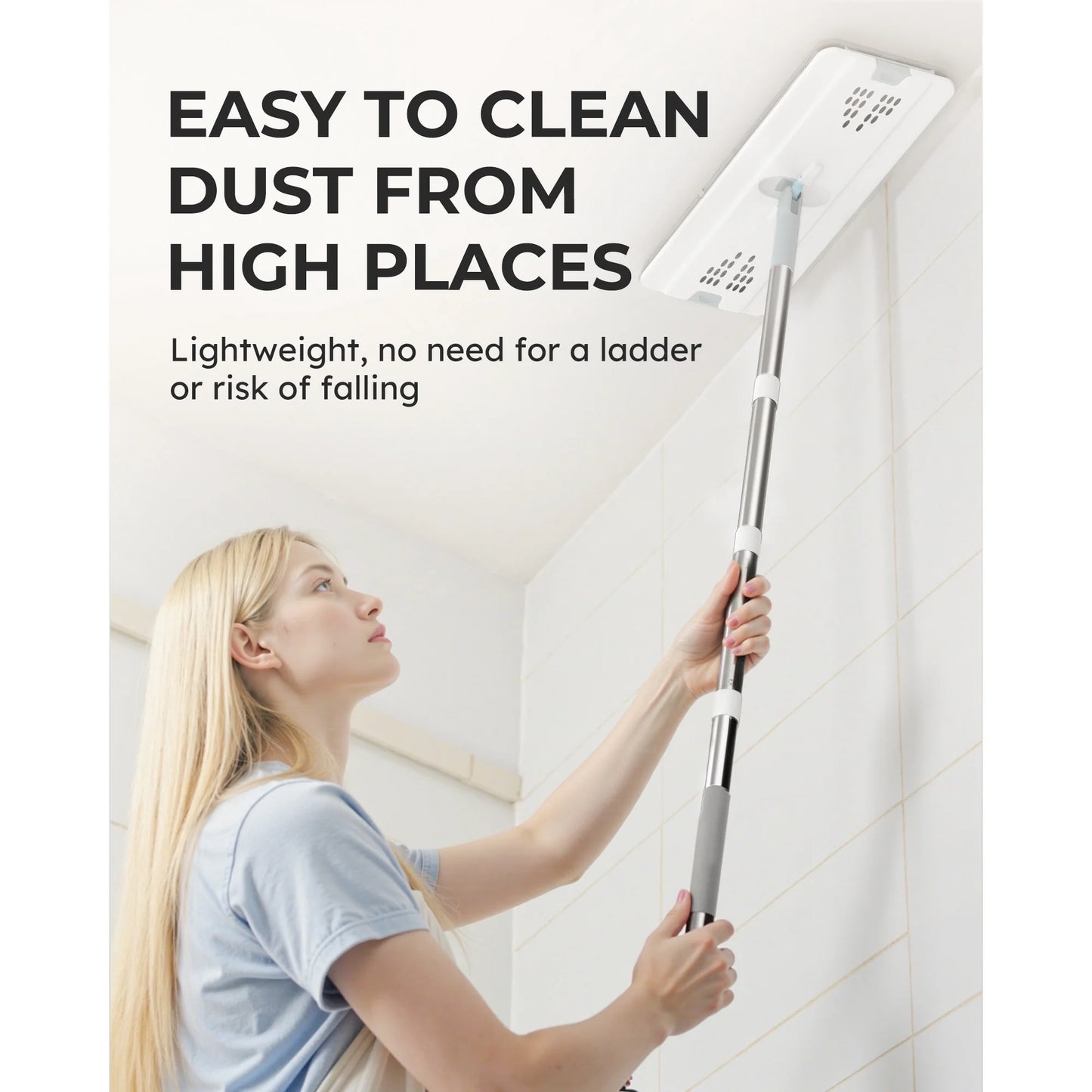 BIMZUC Mop and Bucket with Wringre Set, with 4 Microfiber Reusable Pads, Wet and Dry Use for Household Cleaning and Floor Windows Cleaning