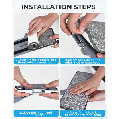 BIMZUC Mop and Bucket with Wringre Set, with 4 Microfiber Reusable Pads, Wet and Dry Use for Household Cleaning and Floor Windows Cleaning