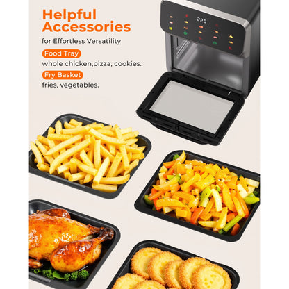 Casualife Air Fryer Oven 12 Qt Max 400F for Cooking, 10 Presets Fry Touch Panel Easy View Window, New BlackCasualife Air Fryer Oven 12 Qt Max 400F for Cooking, 10 Presets Fry Touch Panel Easy View Window, New Black