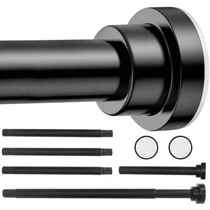 Riousery Adjustable Shower Curtain Rod, 27-76 Inch Spring Tension Curtain Rod, No Drilling Rustproof Stainless Steel Tension Rod for Bathroom, Closet, Window, Black